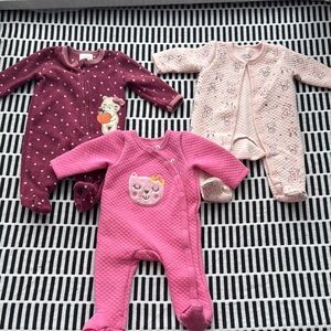 Baby Onesie Set - Burgundy, Pink, Cream